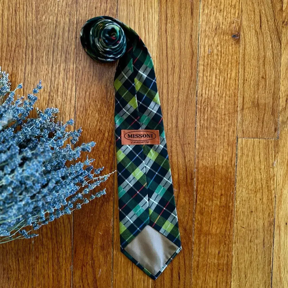 Vintage Missoni Tie Striped Plaid Made in Italy Mens